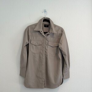 Tahari - Faux Leather Shacket - Tan - Size S